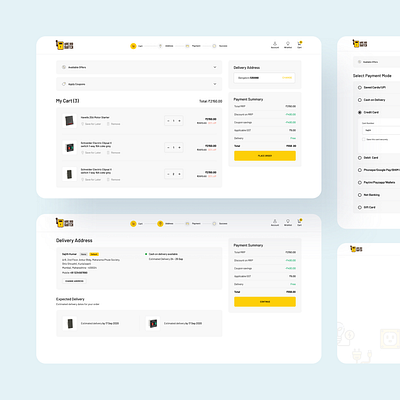 Checkout design address cart checkout clean delivery design ecommerce ecommerce app minimal orders payment success success message ui ux