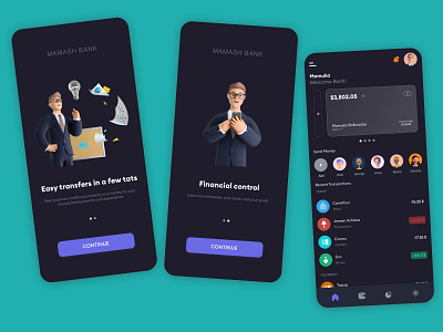 Finance app onboarding - MAMASH BANK app bank banking card clean creditcard design finance finance app money transfer onboarding onboarding ui sketch transaction uidesign uxui