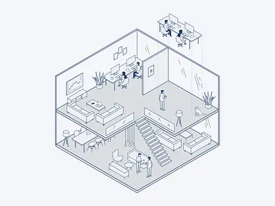 Office illustration isometric office