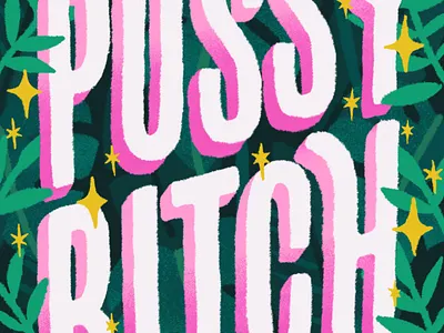 The Magic Words bright colorful floral glitter hand lettering illustration lettering art plants procreate texture