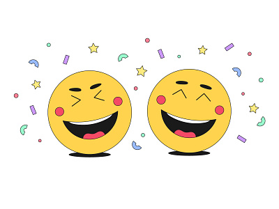 Laughing emoji cartoon cheerful comedy comic confetti emoji emoticon emotion fun gladness holiday humor illustration joke joyful laugh laughing mood moods vector