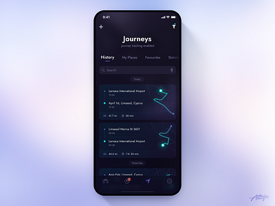 Jaguar Remote Mobile App – Journeys app application car clean concept dark design interaction interface ios jaguar journey minimal mobile mobile design remote ui uiux ux vehicle