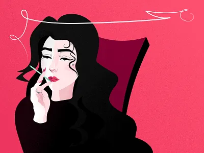 Melancholy Cigarette black contrast design girl grain illustration melancholy portrait portrait illustration smoking vector woman