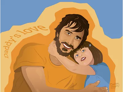 Vector portrait. Daddy's love. adobe illustrator dad daddy vector illustration vector portrait yellow