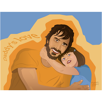 Vector portrait. Daddy's love. adobe illustrator dad daddy vector illustration vector portrait yellow
