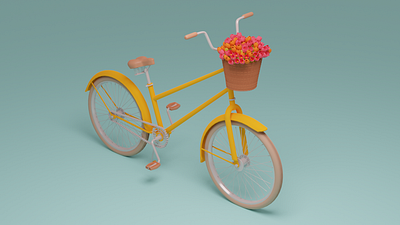 Bike 🌷 3d 3d art 3d modeling bike blender blender3d bouquet cycle lowpoly summer tulips yellow