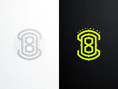 S80 monogram for "Section 80" artismstudio artwork branding business company creative graphic design grid icon identity illustration lettermark logo logos minimal monogram monoline vector