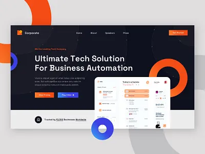 Hero Header Tech Corporation business corporate design digital header hero home homepage landing landingpage tech techno technology ui ux web website