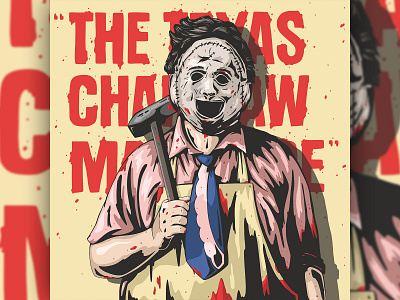 leatherface art chainsaw character design horror illustration logo texas texture typography vector