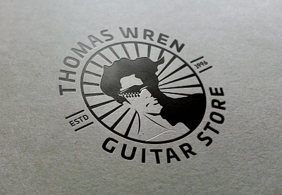 Thomas Wren Guitar Store LOGO 2d adobe illustrator advertising art artwork blackandwhite branding cool creative digital art drawing graphic design illustration lineart logo music potrait sketch sunglasses vector