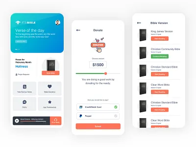Holy Church & Bible App app bible design bible verse creative design donations dribbble ios ui ux