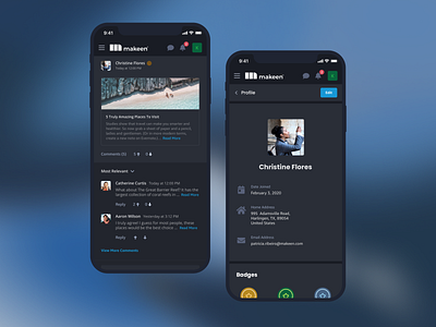 Activity Feed Concept activity feed app clean dark mode dark ui mobile mobile app design mobile ui profile ui uiux ux