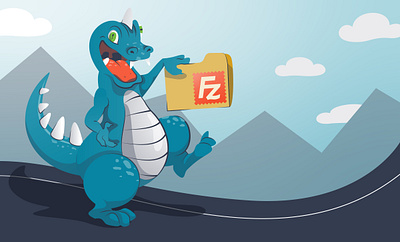 FileZilla, the real work-from-home MVP character characterdesign dinosaur filezilla illustration illustrator wfh work from home workflow