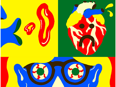 Slices of life art artwork colour design digital art digital design drawing eyes face glasses graphic design heart illustration illustration art illustrator life mouth portrait sad smoke