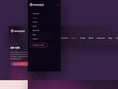 Racetrack menu 404 menu responsive ui ux webdesign website