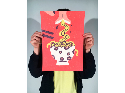 Slurrrp! Poster art artwork colour design digital art digital design food graphic graphic design illustration illustration art mouth noodle noodles poster poster art print prints