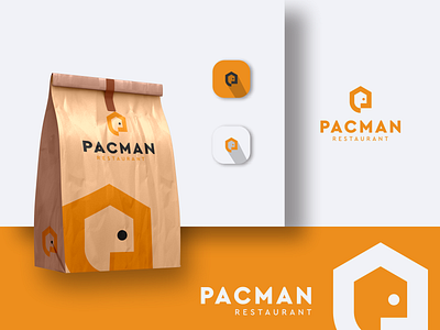 PACMAN RESTAURANT adobe photoshop awesome branding business cafe creative design food for sale icon logo logo design logosai minimalist modern logo pacman people restaurant simple design typography vector