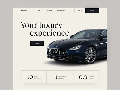 Daily UI #003 Landing Page carsharing clean ui dailyui design landingpage luxury minimalism minimalistic simple uiux webdesign