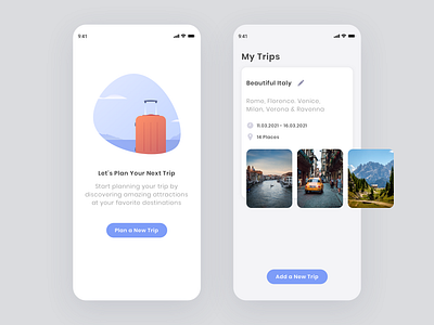 Triper - My Trips design flat illustration illustrator mobile app sketch suitcase trip trip planner ui ux vector