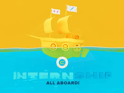 All Aboard The Creed InternSHIP! 3d 3d illustration blender brand branding creed cyan design intern development intern hiring illustration intern internship ship yellow