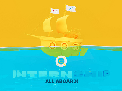 All Aboard The Creed InternSHIP! 3d 3d illustration blender brand branding creed cyan design intern development intern hiring illustration intern internship ship yellow