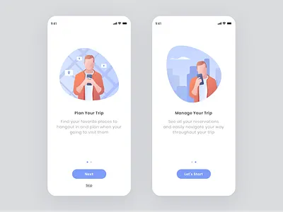 Triper - Onboarding city clouds design destination flat illustration illustrator man map mobile app onboarding sketch trip planner ui ux vector