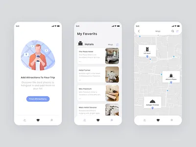 Triper - My Favorits attractions calendar character design destination favorites flat icons illustration illustrator man map mobile app schedule sketch ui ux vector
