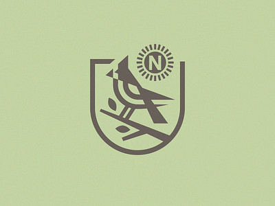 Up North Cabins Icon badge bird branch cardinal dakota icon idenity lockup logo mark midwest nature north sun symbol tree