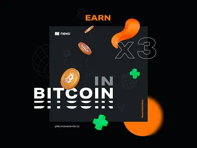 Earn X3 in BTC 3d abstract banking banking app bitcoin btc cosmic crypto cryptocurrency digital art digital assets digital illustration earn finance fintech futurism futuristic illustration nexo space