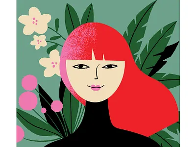 Women's day beauty character digital illustration flora flowers illustration redhead women