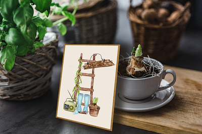 Gardening garden gardening hobby home house houseplant plant retirement watercolor watercolor illustration