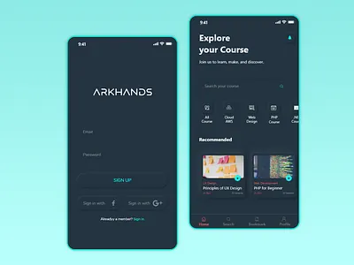 Online Learning App UI - Neomorphic adobe xd app design application ui dark dark mode dark theme dark ui design learning app learning management system learning platform typography ui ui ux design ux