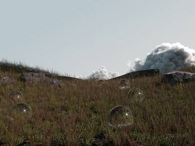 Morning Dew 3d 3d art c4d cgi cinema 4d cinema4d clouds illustration landscape nature redshift refraction render