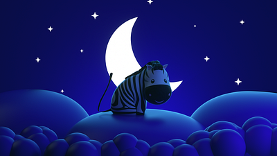 Zebra's Nighttime Routine 3d cute design illustration nightsky zebra