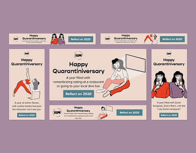 "Happy" One Year in Quarantine advertisement design advertisements branding branding illustration character design digital ads digital art flat illustrator photoshop