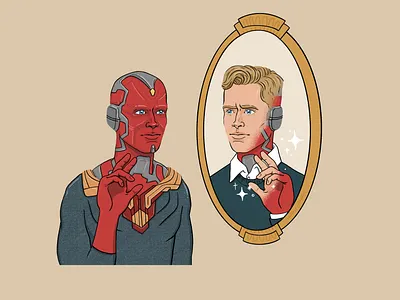 The Vision cartoon character comics illustration marvel marvelcomics mind stone paul bettany procreate vision wanda wandavision
