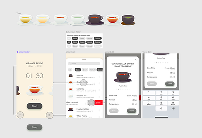 Tea Timer App design illustration mobile app ui