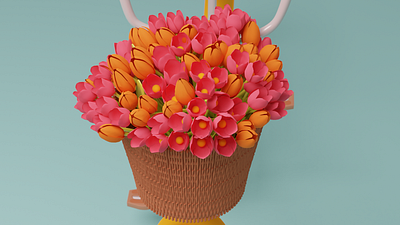 Tulips 🌷🌷🌷 3d 3d art 3d modeling amsterdam basket blender blender3d bouquet lowpoly netherlands summer tulip tulips