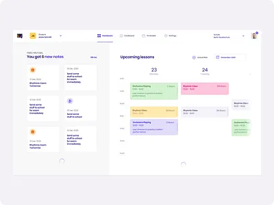 Appella - Music School App Desktop app calendar dashboard music music app school app ui user interface ux