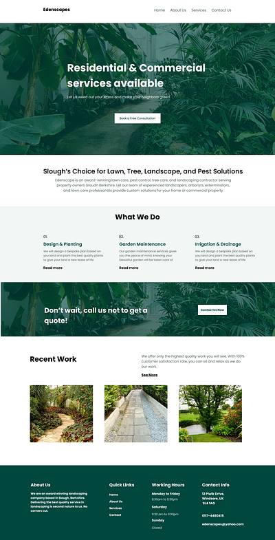 Edenscapes design homepage landscaping web design webdesign website website design websites