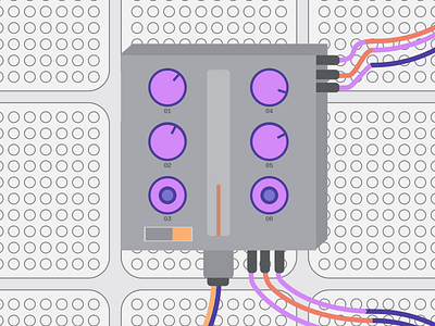 LOVO - Controller 4 of 4 animation controls cyberwave dials flat illustration minimal motion synthwave wires