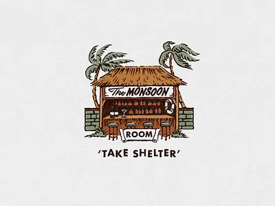 The Monsoon Room Illustration aloha art branding cocktail bar hawaii hula illustration mid century retro tiki tropical