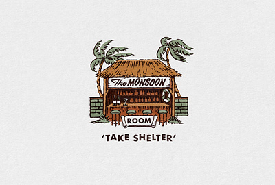 The Monsoon Room Illustration aloha art branding cocktail bar hawaii hula illustration mid century retro tiki tropical