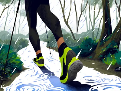 SF Gate digital illustration editorial hiking illustration rain trails west coast