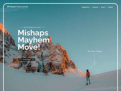 Parkers Travel Journal | Blog Concept archive blog button color full page line decoration minimal mountains sky travel travel app ui ui design white