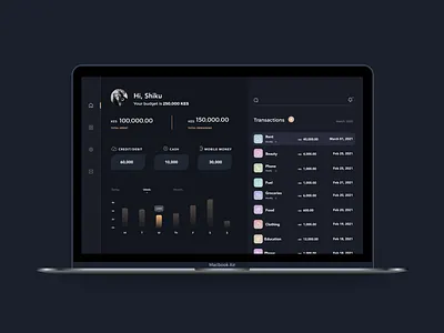 Dashboard UI - Budgeting App bubble budgeting app dark mode dark ui dashboard interface no code uiux