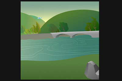 River scene affinitydesigner flatdesign illustration