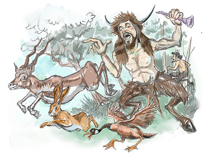 Pan. God of forest and streams editorial art humorous illustration illustration myth mythology