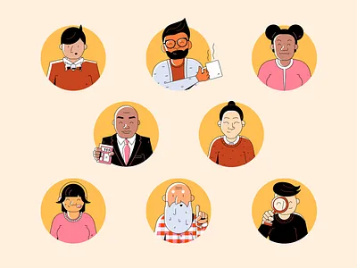 Coworker Profile Illustrations character coworker employee friends human men people person women