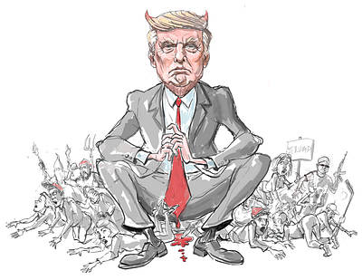 Trump portrait caricature editorial art illustration political